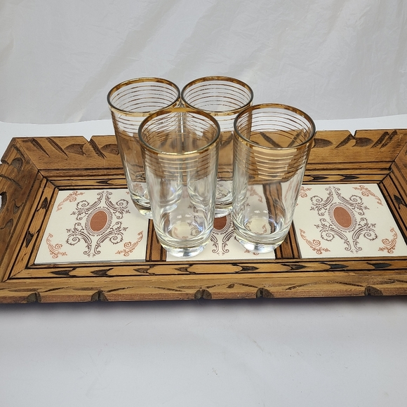 [Vintage] Hand painted Mexican pottery tile tray - Picture 5 of 5